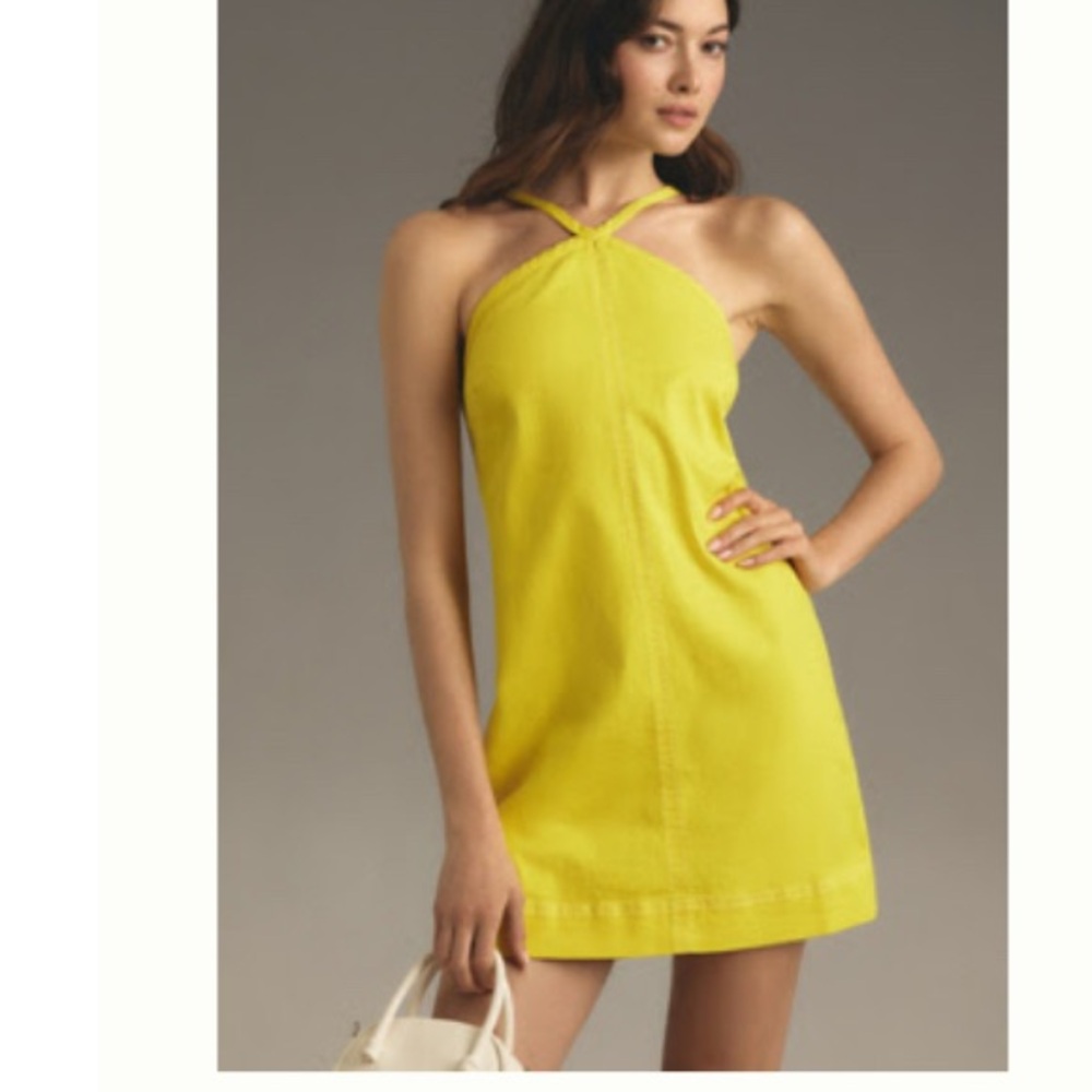 Pilcro Vibrant Yellow Mini Halter Dress